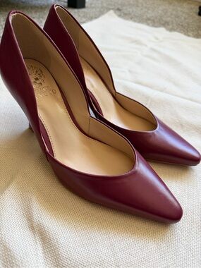 Vince Camuto Burgundy Pointed Leather Heels